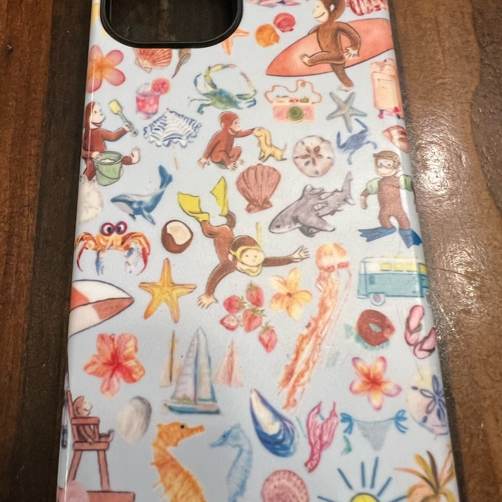 Colorful Curious George and Ocean Theme Phone Case IPhone 13 - Picture 2 of 5
